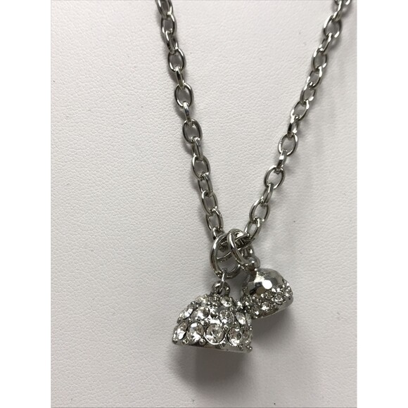 CHICO'S Necklace Clear Crystal Rhinestone Double Half Sphere Pendant SPARKLE - Picture 1 of 8